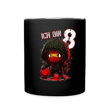 Children's birthday 8 years - Basketball and Ninjas - Full Colour Mug - black - Front