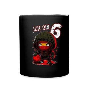Anniversaire des enfants 6 ans - Basketball et Ninjas - Mug uni - noir - Devant