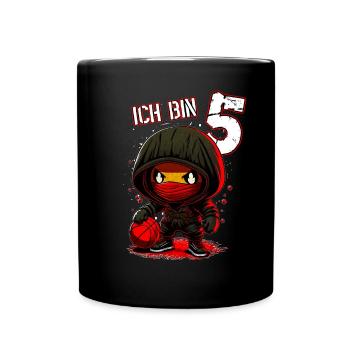 Kids Birthday 5 Years - Basketball Ninja - Full Colour Mug - black - Front