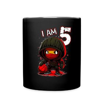 Children birthday 5 years - Basketball Ninja - Full Colour Mug - black - Front