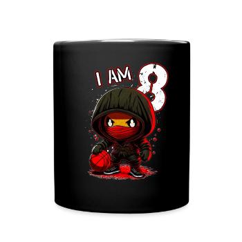 Children birthday 8 years - basketball and ninjas - Tasse einfarbig - Schwarz - Vorne