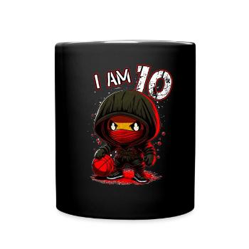 Children birthday 10 years - basketball and ninjas - Tasse einfarbig - Schwarz - Vorne