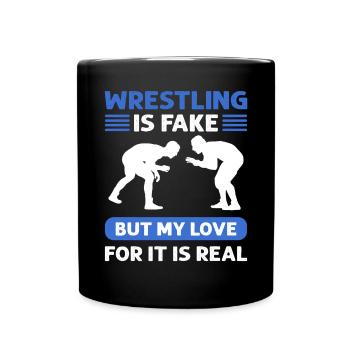 Wrestling is wrong, but my love for it is - Full Colour Mug - black - Front