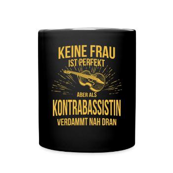 Kontrabass Kontrabassspieler Kontrabassist - Tasse einfarbig - Schwarz - Vorne