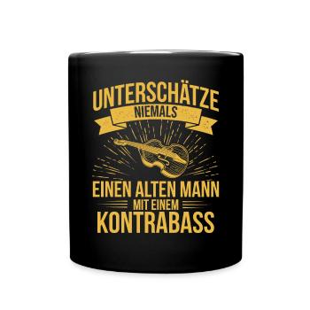 Kontrabass Kontrabassspieler Kontrabassist - Tasse einfarbig - Schwarz - Vorne