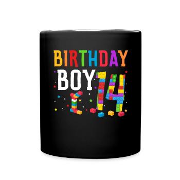 Birthday child building blocks 14 years old - Full Colour Mug - black - Front