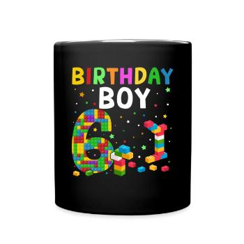 Blocs de construction enfant anniversaire 6 ans - Mug uni - noir - Devant