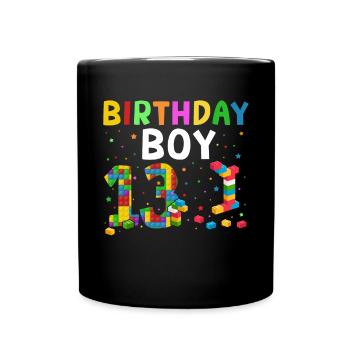 Birthday child building blocks 10 years old - Full Colour Mug - black - Front