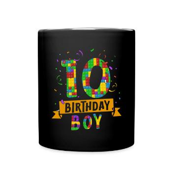 Birthday child building blocks 10 years old - Full Colour Mug - black - Front