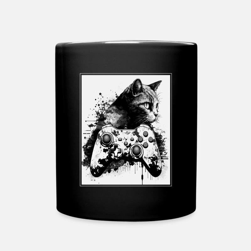 Cats and Gaming Katze Kätzchen Controller Zocken - Tasse einfarbig - Schwarz