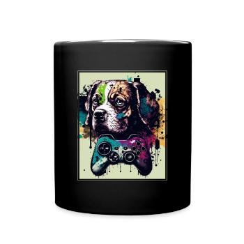 Dogs and Gaming Hunde Gamer Controller Zocken - Tasse einfarbig - Schwarz - Vorne