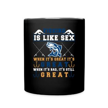 Lustiger Angler Fischer Spruch Angeln - Tasse einfarbig - Schwarz - Vorne