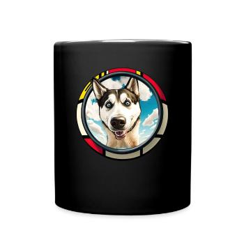 Hunde Cartoon Huskie Design für Hundeliebhaber - Tasse einfarbig - Schwarz - Vorne