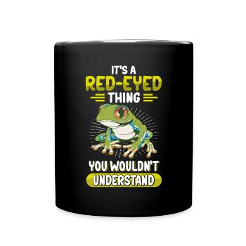 Grenouille Grenouilles Grenouilles aux yeux rouges Rainette Cadeau - Mug uni - noir - Devant