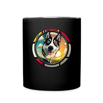 Hunde Cartoon Huskie Design für Hundeliebhaber - Tasse einfarbig - Schwarz - Vorne