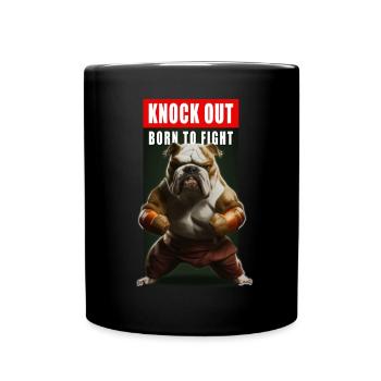 Cool Funny Boxing Dog Bulldog Gift - Full Colour Mug - black - Front