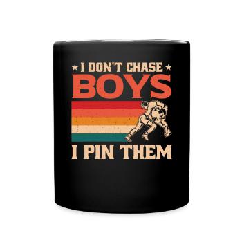 Je ne chasse pas les garçons. Je les épingle. Lutter - Mug uni - noir - Devant
