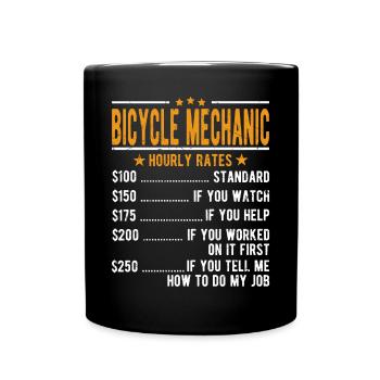 Bicycle mechanic Hourly wage - Full Colour Mug - black - Front
