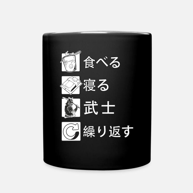 Eat, Sleep, Samurai Repeat Samurai Geschenk - Tasse einfarbig - Schwarz