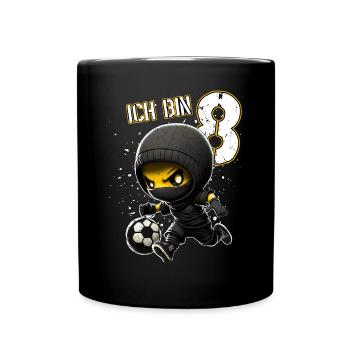 Children birthday 8 years - Football And Soccer - Tasse einfarbig - Schwarz - Vorne