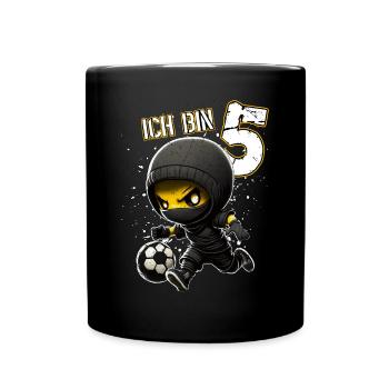 Children birthday 5 years - Football And Soccer - Tasse einfarbig - Schwarz - Vorne