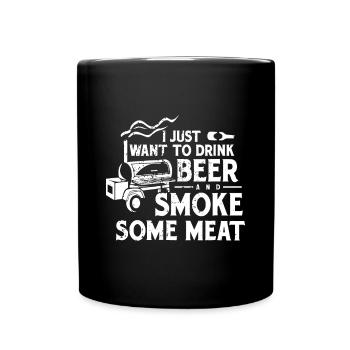 BBQ Smoking Pitmaster Drink Bier Smoke Meatbeer sm - Tasse einfarbig - Schwarz - Vorne