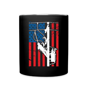 Monteur de lignes patriotique pour monteur de lignes et électricien - Mug uni - noir - Devant