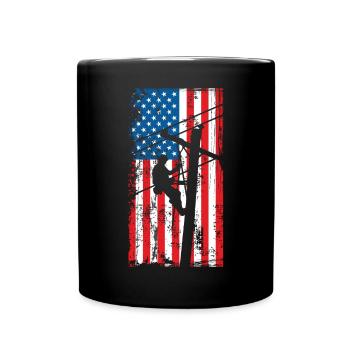 Monteur de lignes patriotique pour monteur de lignes et électricien - Mug uni - noir - Devant
