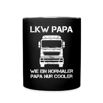LKW Papa Spruch LKW-Fahrer Fernfahrer Geschenk - Tasse einfarbig - Schwarz - Vorne