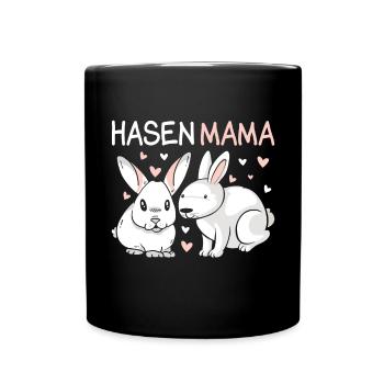 Hasen Mama Motiv Niedliches Häschen Motiv Für - Tasse einfarbig - Schwarz - Vorne