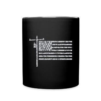 Patriotic USA Flag Lineman For Lineman - Full Colour Mug - black - Front