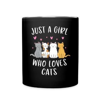 Juste une fille qui aime les chats Mignon amoureux des chats - Mug uni - noir - Devant