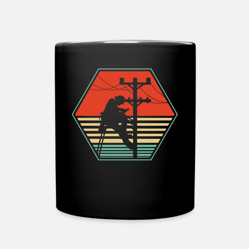 Lineman rétro pour monteur de lignes - Mug uni - noir