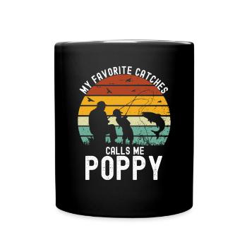 Pêche coquelicot Pêcheur pavillon américain Poppi - Mug uni - noir - Devant