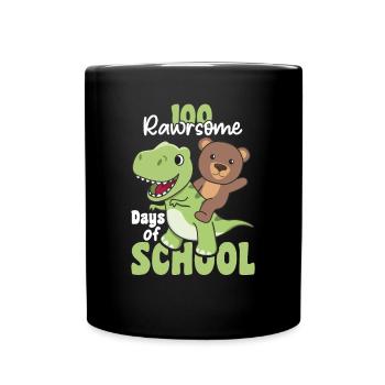 100 rawrsome days of school Bear Trex 100 Days - Full Colour Mug - black - Front