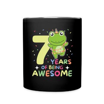 Grenouille pour 7e anniversaire Enfants de sept ans - Mug uni - noir - Devant
