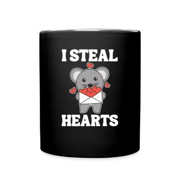 Maus zum Valentinstag ich stehle Herzen - Tasse einfarbig - Schwarz - Vorne