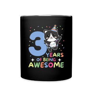 3rd birthday cat Children three years old - Full Colour Mug - black - Front