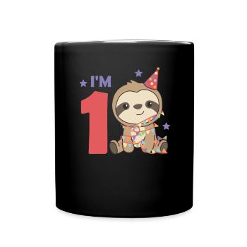 Paresseux pour le premier anniversaire des enfants de 1 an - Mug uni - noir - Devant