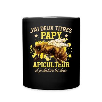 Papy Abeilles Apiculteur Apiculture - Mug uni - noir - Devant