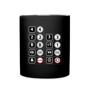 Aufzug Knöpfe Shirt - Tasse einfarbig - Schwarz - Vorne