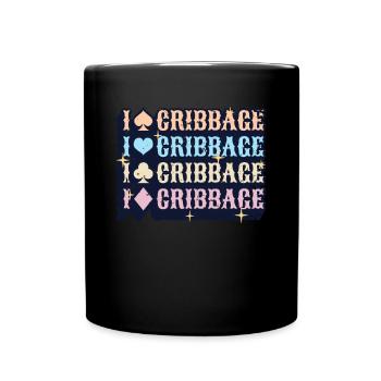J’aime le cadeau de chemise de cribbage - Mug uni - noir - Devant