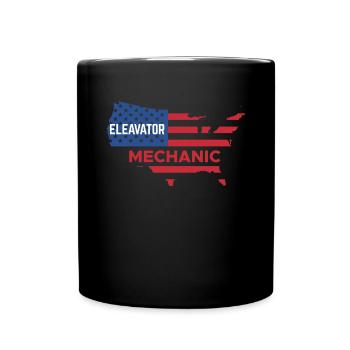 USA Flag America Flag Elevator Mechanic - Full Colour Mug - black - Front