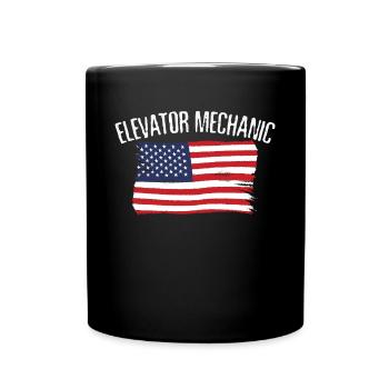 Elevator Mechanic USA Flag America Flag - Full Colour Mug - black - Front