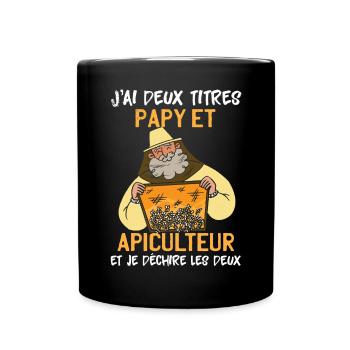 Papy Et Apiculteur - Mug uni - noir - Devant