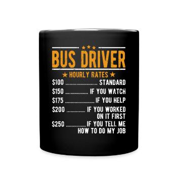 Bus driver hourly wage - Full Colour Mug - black - Front
