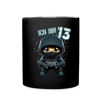 Kinder Geburtstag 13 Jahre - Video Games und Gamer - Tasse einfarbig - Schwarz - Vorne