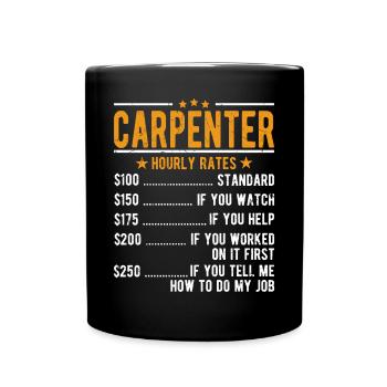 Carpenter hourly wage - Full Colour Mug - black - Front