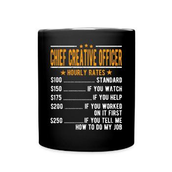 Head of the Design Department Hourly Wage - Full Colour Mug - black - Front