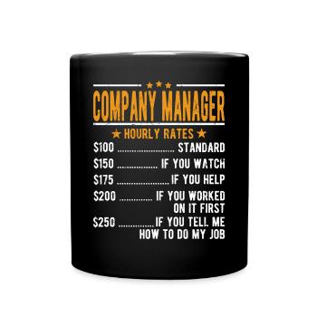 Manager Stundenlohn - Tasse einfarbig - Schwarz - Vorne